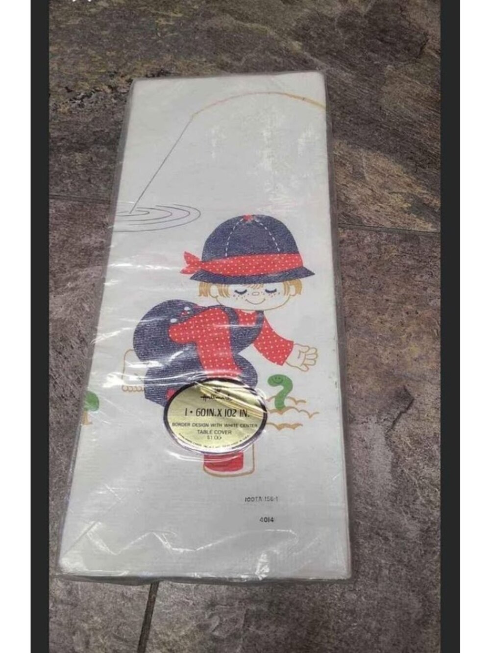 Hallmark Paper Party Little Boy Fishing Tablecloth Table Cover 60 X 102" Vintage
